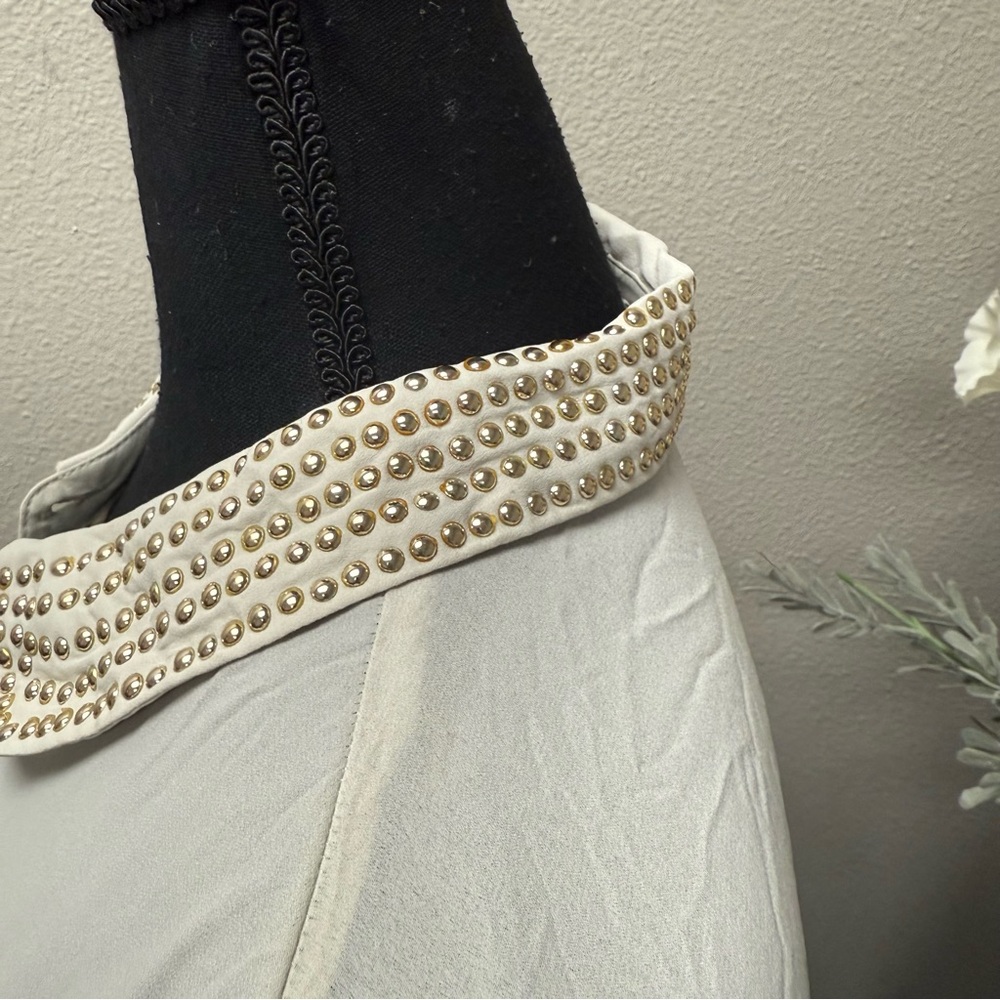 Cato Ivory Studded Collar Button Down Blouse Chic Office Career XL - Picture 3 of 9